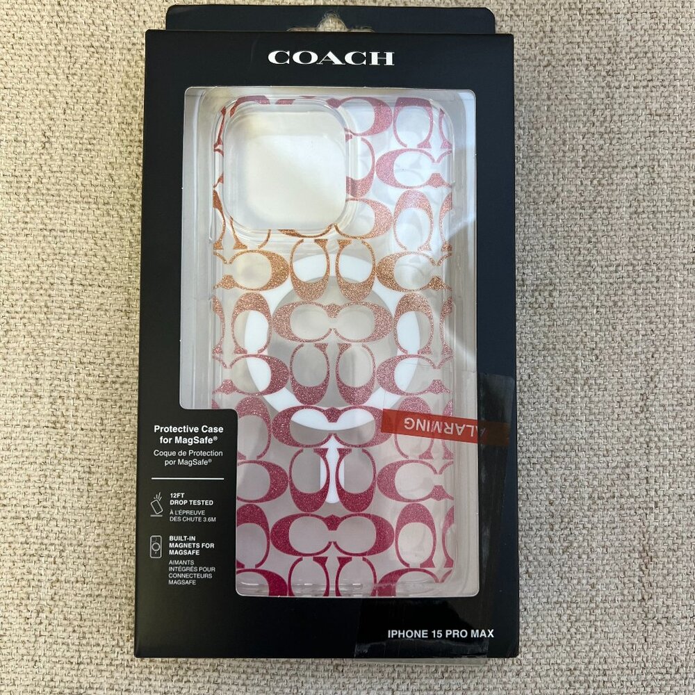 Coach Protective Case with Magsafe For iPhone 15 Pro Max Clear/Multi New